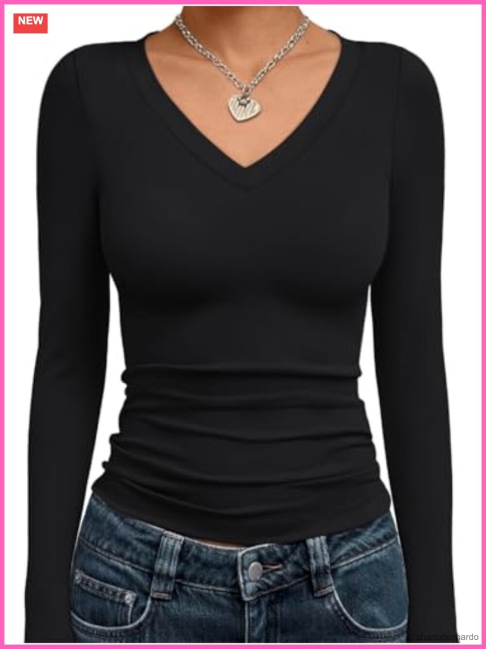 Women's Long Sleeve V-Neck Crop Top 88 Polyester 12 Spandex High Stretch